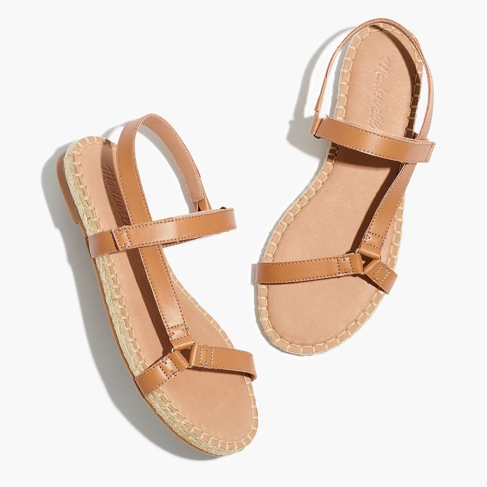 Madewell The Hallie Espadrille Sandal in Tan Leather 6